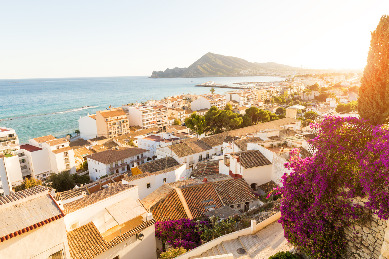 Panorama Of The Village Of Altea At Sunset, Alicante, Spain.