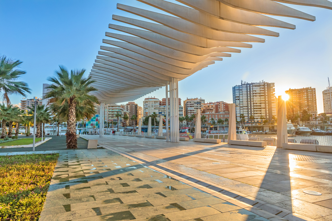 Pedestrian Embankment In The Port Area Of Malaga