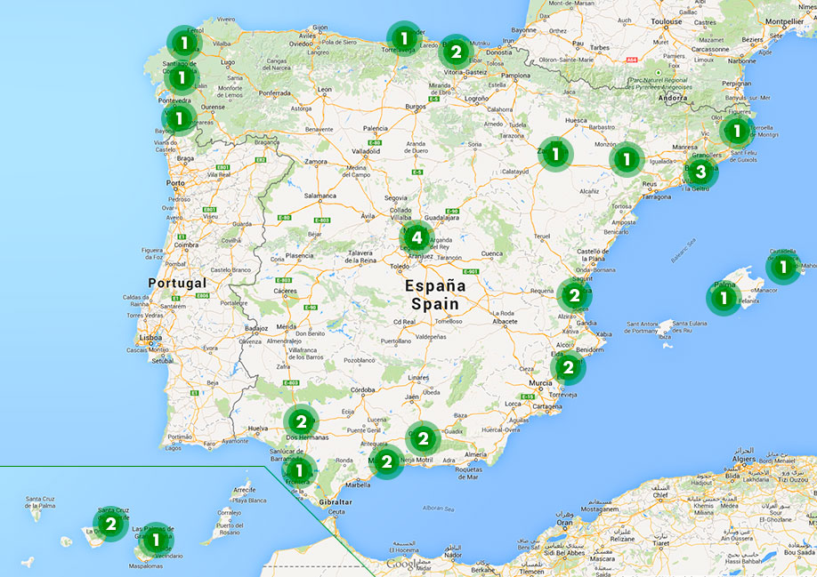 Mapa con las oficinas con Compromisos Europcares