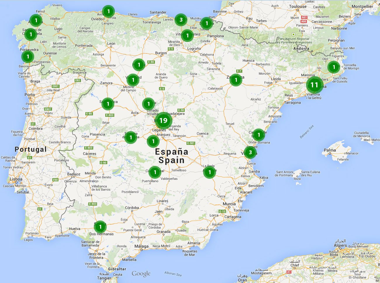 Mapa oficinas alquiler furgonetas